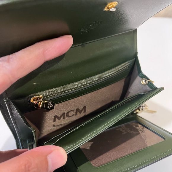 MCM ARMY GREEN COLORED TRIFOLD WALLET - Picture 11 of 13